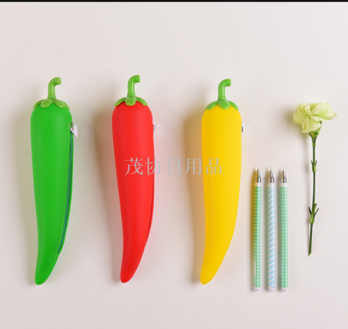 silicone special form pen bag cute pepper stationery box student stationery bag