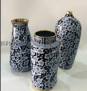 New Chinese Blue and White Porcelain Jar Ceramic Hallway Decoration Storage Tank with Lid Home Living Room Decoration Ornaments