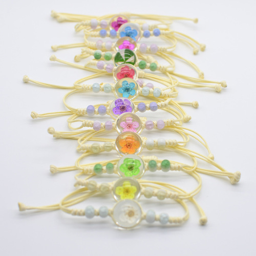 changrun ceramic glass ball dried flower plant real flower woven bracelet stall peach blossom water fairy simple female sl114