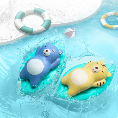 Cross-Border Baby Bathroom Bath Toys Winding Swimming Water Bear Tiger Buoyancy Bath Baby Winding Swimming Bear