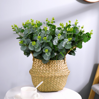 16 Fork Eucalyptus Fake Grass Simulation Grass Simulation Green Plant Zamioculcas Leaves Wedding Celebration Decoration Floral Potted Green Grass with Leaves