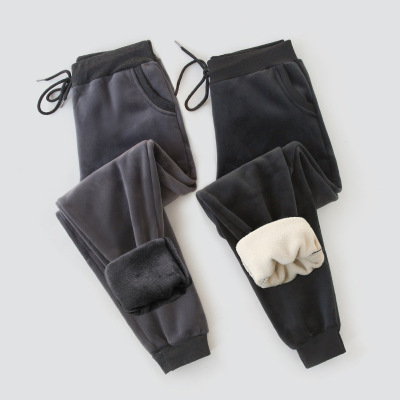 Fleece-Lined Casual Sports Pants Female Autumn and Winter New Double-Sided Velvet Thickened Thermal Outerwear Cotton Pants Loose Tappered Sweatpants