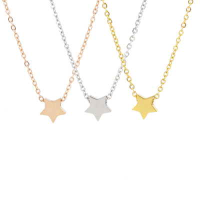 Gold Rose Gold Mirror Titanium Steel XINGX Pendant Clavicle Chain Simple Stainless Steel Five-Pointed Star Necklace