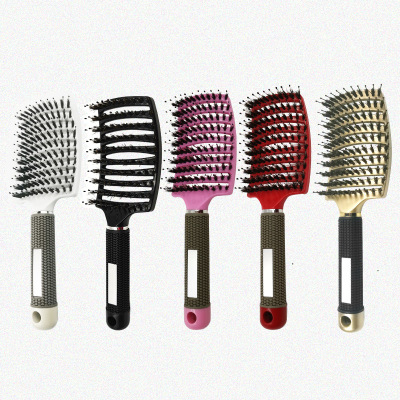Factory Direct Supply Bristle Big Curved Comb Curly Hair Massage Comb Vintage Hairdressing Oil Head Styling Comb Factory Direct Sales