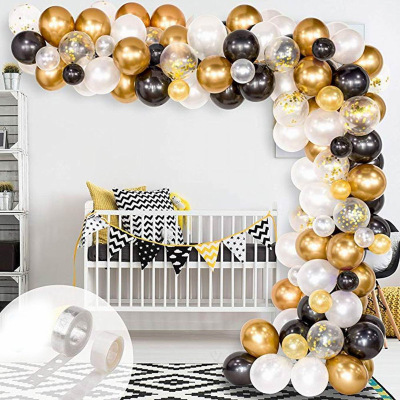 Cross-Border Hot Selling Gold Sequins Latex Balloon Chain Set Birthday Party Decoration Balloon Supplies Package Wholesale