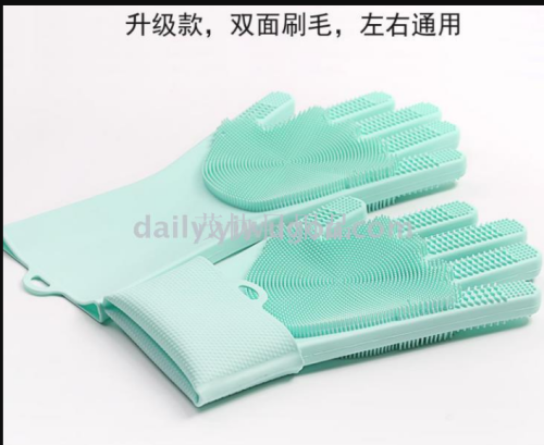 creative multi-purpose double-sided bristle silicone dishwashing gloves kitchen cleaning gloves glove brush