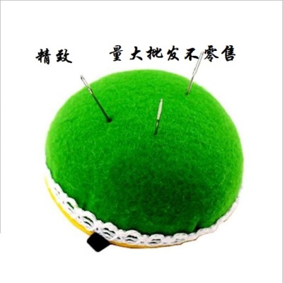 Green Pin Ball 8cm Pin Cushion Pin Device DIY Handmade Silk Floss Filled Green Yellow Bottom Pin Ball