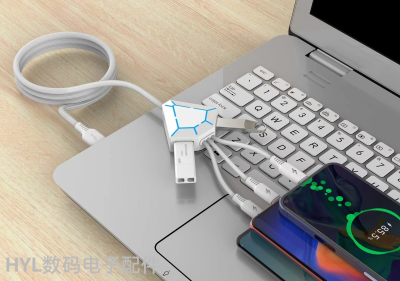 One Support Three Multifunction Data Cable Dual USB Card Reader Function All-in-One Data Cable