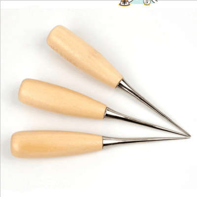 No. 9 Awl Crochet Hook Handmade Leather Tools Stall Goods New round Wooden Handle Awl