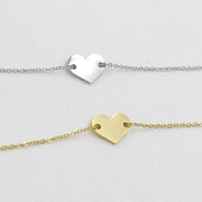 Stainless Steel Clavicle Chain Gold Steel Color Heart Love Heart Women's Necklace Heart Choker Neckalce