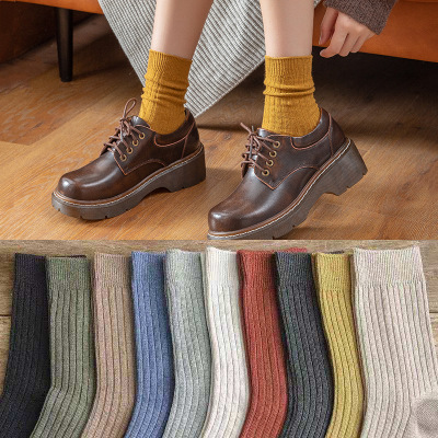 Bunching Socks Women's Japanese Style Mid-Calf Length Socks Autumn Winter Retro Fashion Wholesale Ins Long Socks JK Stockings Women's Wholesale