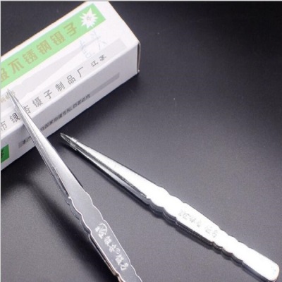 Yiwu Large Wholesale Elbow Pointed Stainless Steel Tweezers Multi-Purpose Mobile Phone Repair Sewing Ginkgo Tweezers