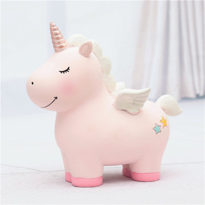 Resin Decorations Home Decoration Birthday Gift Unicorn Coin Bank Large Girly Heart Children's Paper Money Savings Bank