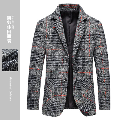 2021 New Leisure Suit Men's Young and Middle-Aged Korean Fashion Autumn Single West Plaid Men's Jacket Small Suit Fashion