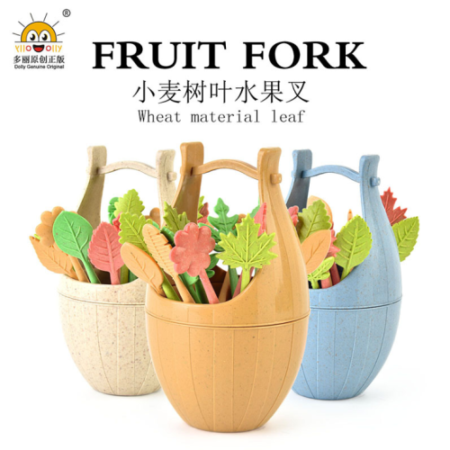 creative rb276m mini wooden barrel fruit fork set