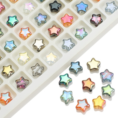 New 8mm Middle Hole Five-Pointed Star Glass Crystal Pendant DIY Hair Accessories Necklace Bracelet String Beads Materials Accessories