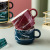 Simple Iron Frame Ceramic Cup Coffee Cup Breakfast Milk Cup Water Cup Set Foreign Trade Export Colorful Set