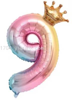 Lanfei Balloon New Crown Digital Aluminum Film Birthday Party Decoration Room Decoration