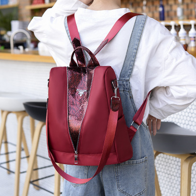 Cross-Border Backpack for Women 2020 New Korean Style Oxford Cloth Large Capacity Schoolbag Fashion Trendy Patchwork Travel Backpack