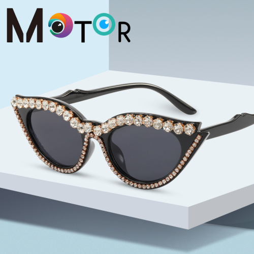 cross-border new elegant fashion women‘s sunglasses foreign trade diamond ball sunglasses european and american ins style decorative glasses
