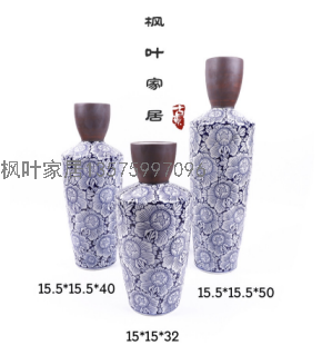 Maple Leaf Home Hand-Painted High-End Boutique Blue and White Porcelain Large Vase Living Room Floor Ceramics Decorative Flower Vase