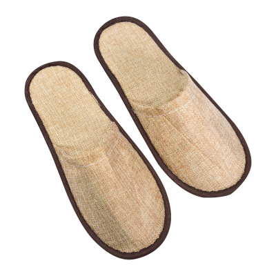 Customized Logo Indoor Non-Slip Disposable Slippers-Star Hotel Disposable Linen Slippers