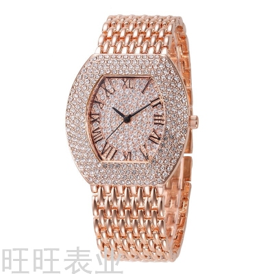 New Luxury Full Diamond Tonneau Women's Watch High-End Foreign Trade Watch Popular Cross-Border Factory Direct Sales