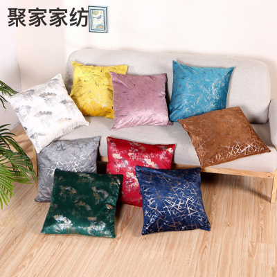 Amazon Netherlands Velvet Pillow Cover Solid Color Bronzing Home Fabric Craft Pillow Sofa Cushion Flannel Pillow Cross-Border