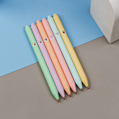 Cartoon Push Expression Pen Ins Macaron Color Series Facial Expression Package Gel Pen Colored Frosted 0.5 Black Signature Pen
