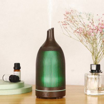 5V Colorful Fragrance Lamp Hollow Aroma Diffuser Ultrasonic Mini Desktop USB Humidifier Wine Bottle Wood Grain Aroma Diffuser