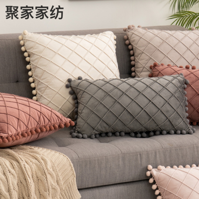 Cross-Border Amazon Velvet Rhombus Campus Zaihuile Pillow Office Cushion European Sofa Cushion Waist Pillow