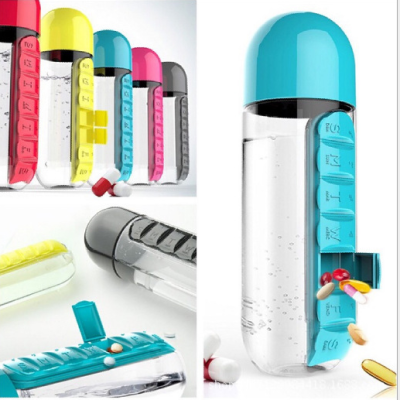 Portable Plastic Pill Box Water Cup