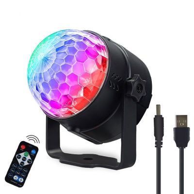 LED Mini Magic Ball Remote Control Colorful Rotating Stage Light USB Voice Control DJ Crystal Magic Ball Light KTV Stage Lights