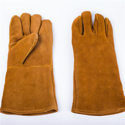 Manufacturer Supply Cowhide Gloves Double Layer Arc-Welder's Gloves Cotton Wool Lining Welder Anti-Mars Gloves Welding Gloves