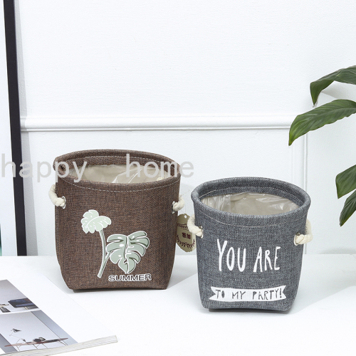 fresh desktop canvas sundries basket storage basket creative portable box storage box fabric storage basket