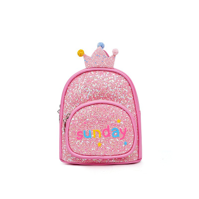 Children 'S Bag Cartoon Cute Crown Princess Bag Shiny Sequined Princess Small Bookbag Kindergarten Backpack