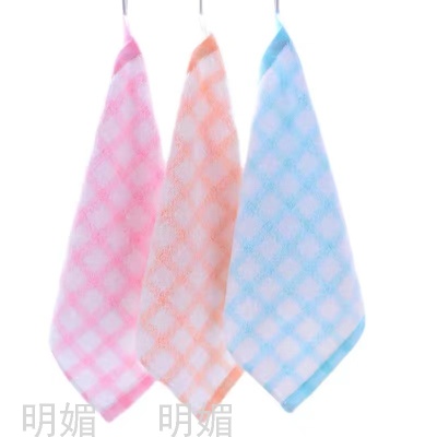 Small Tower Children's Small Kerchief Pure Cotton Square Towel Saliva Towel Kindergarten Hand Cleaning Towel Hanging Plaid