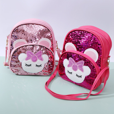 2021 New Kindergarten Backpack Cross-Border E-Commerce Sequin Bag Children's Casual Backpack Baby Cartoon Backpack