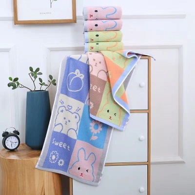 Children Face Towel Pure Cotton Absorbent Lint-Free Cartoon Cute Baby Bath Small Tower Children Face Wiping Towel