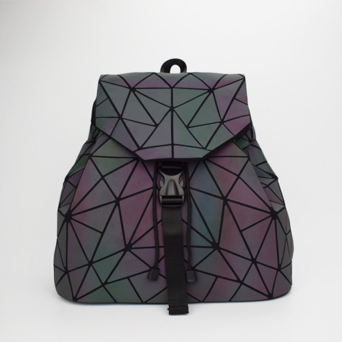 luminous backpack colorful geometric backpack women‘s fashion folding rhombus backpack spot wholesale