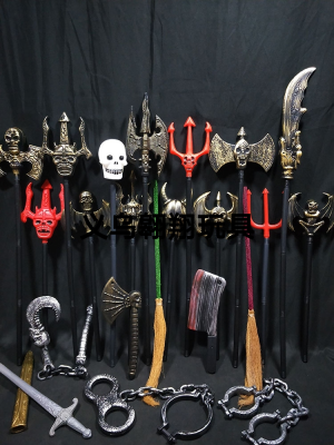 Halloween Weapon Death Sickle Demon Red Three-Fork Pirate Axe Journey to the West Demon Monster Demon Weapon