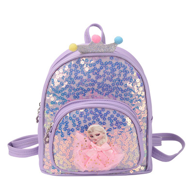 Cross-Border Export Sequin Children's Backpack Childlike Cute Snowyprincess Kindergarten Primary School Student Schoolbag
