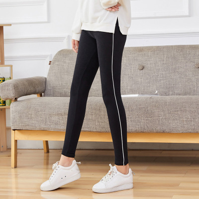 Pants for Women 2021 New Internet Celebrity Autumn Gray Underwear Leggings Women's Outer Wear Thin Pure Cotton Black with White Edge Sports Pants