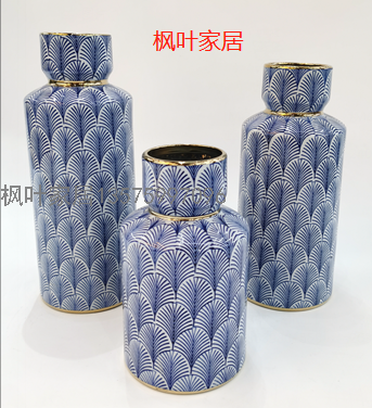 Ceramic Vase New Chinese Style Living Room Blue and White Porcelain Decoration Chinese Style Entry Luxury Home Flower Arrangement Decoration
