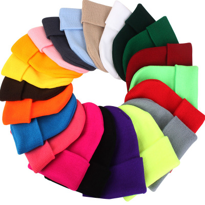 Fluorescent Cap Amazon Acrylic Woolen Cap Men's Lady Couple European and American Autumn and Winter Knitting Sleeve Cap Candy Color Hat