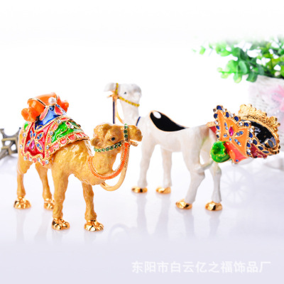 Jewelry Box Metal Camel Travel Crafts Diamond-Embedded Jewelry Box Xinjiang Travel Crafts Dunhuang Camel Manufacturer