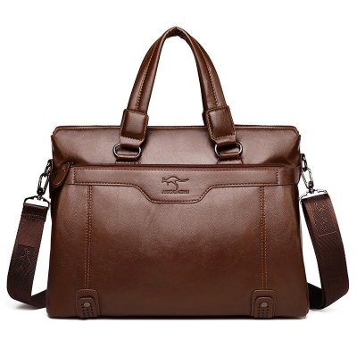 Men's Handbag Double Layer Large Capacity Horizontal Business Briefcase Fashion Shoulder Bag Office Bag