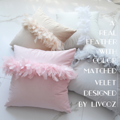 Feather Pillow Ins Style Nordic Simple Pillow Cover Cored Model Room Cushion Sofa and Bedside Girl's Heart