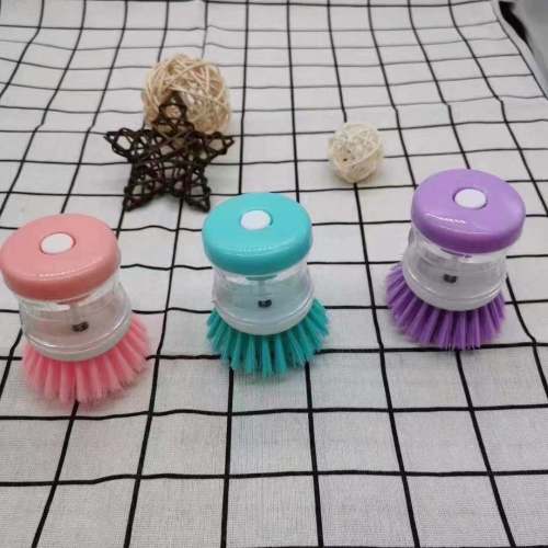Press liquid Dish Brush Brush Pot Artifact Automatic Liquid Adding Sponge Brush Head Multifunctional Cleaning Dishwashing Brush Dish Brush 