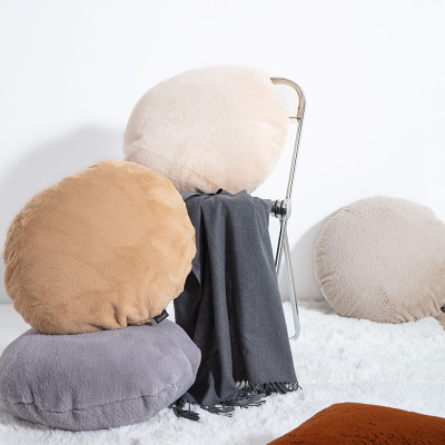 Rabbit Fur round Japanese Style Soft Tai Drum Pillow Cushion Sofa Bed Head Back Pillow Home Pillow Office Waist Cushion Multi-Color
